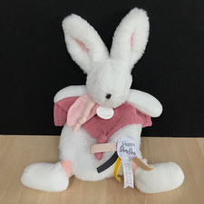 Doudou et Compagnie Happy Bunny Rabbit Comforter Soft Toy Pink & White New