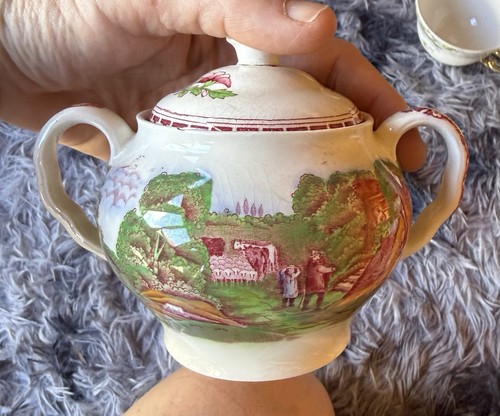 Pottery sugar bowl with lid - bowl,