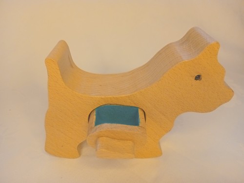 Handmade wooden dog trinket - handmade,