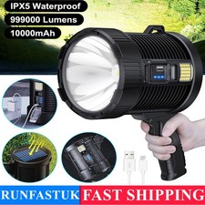 Handheld LED Spotlight Flashlight USB Rechargeable Torch Searchlight 10000 mAh
