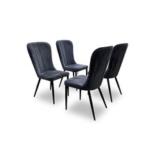 Furniture Village ‘Noir’ Charcoal Velvet Padded seats Dining Chairs - Set of 4