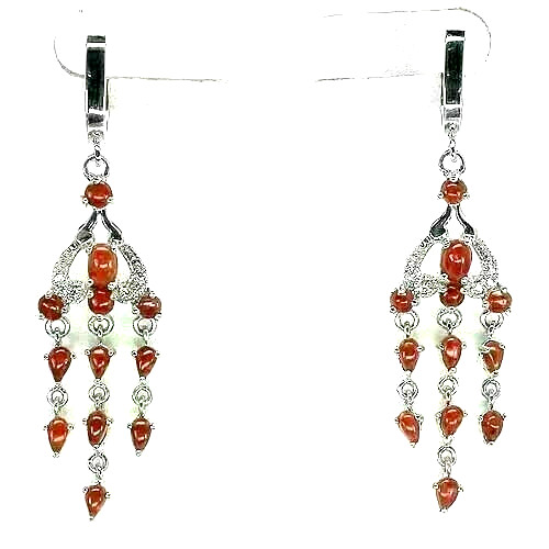 Silver earrings coral genuine - earrings,