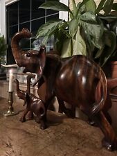 Superbly carved African elephant cow and calf. Large ‘country house’ piece