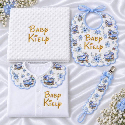 Boys baby white blue - white, bib