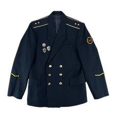 Soviet Navy Jacket Black Dress Blazer w Awards Vintage 80s Large