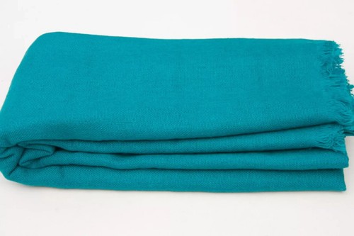 Teal blue cashmere shawl - blue,