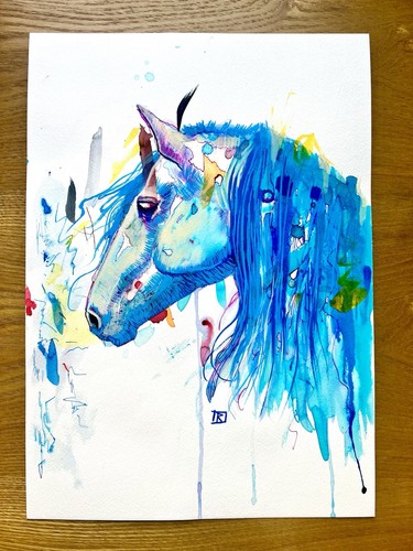 Horse painting acrylic - a3,,