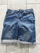 Per Una Marks & Spencer Mid Blue Boyfriend Shorts - Size 10 - blue denim