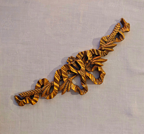 Gold painted wooden floral - gold,
