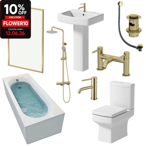 Brushed brass bathroom - bathroom, suite