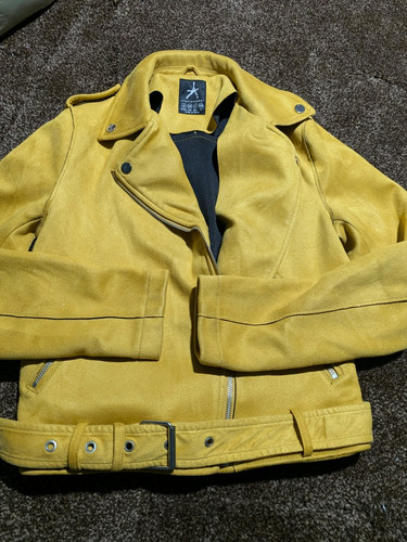 Atmosphere yellow suede biker - yellow,