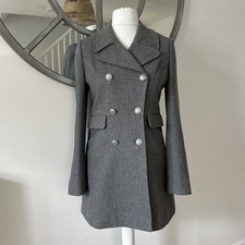 Jack wills Coat Grey Wool Blend Military Double Breasted Jacket Uk 10