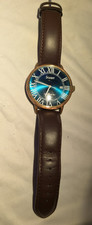 Stauer 44190 Men's 45 mm Quartz Blue Face Leather Band Watch WORN