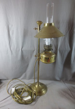 Vintage Antique Brass Electric Student Oil lamp light with adjustable Height