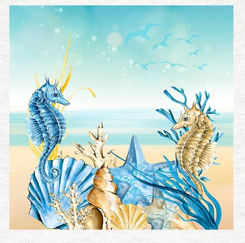 Nautical seaside shells - nautical-,