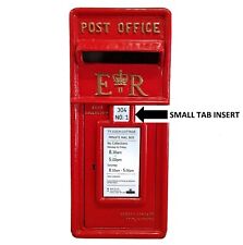 Personalised Royal Mail Post Box Door Small Tab Insert  plate, Any Text Engraved