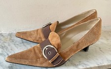 Tan suede buckle front pointed
