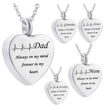 Family Heart Jewellery Urn Necklace Pendent Ashes Locket Keepsake Funeral