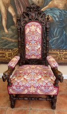 THRONE CHAIR CARVED LIONS