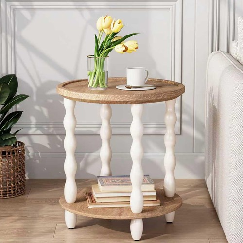 Round end table tier - round, 2-tier