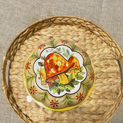 Painted metal bowl mushroom - painted, &