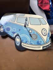 Bin VW BLUE FLOWERY WALL CLOCK CAMPER VAN 14 X 11”