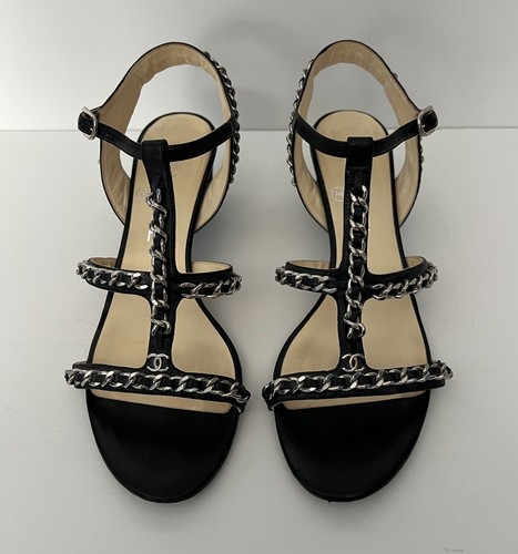 Chanel black leather silver - chanel,
