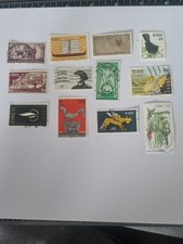“Irish Stamps – Fox, Blackbird, Ceide Fields, Celtic Cross – 12 Stamps RefI7