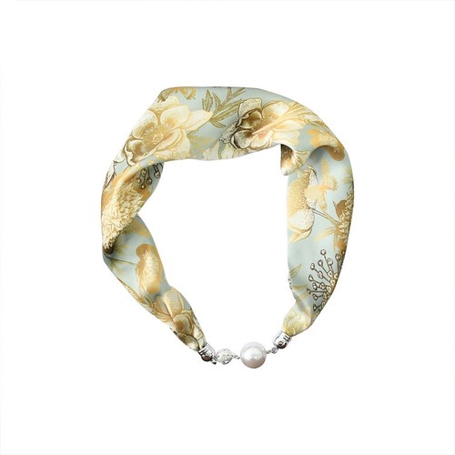 Silk scarf necklace with - necklace,