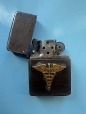 antique WW2 zippo lighter with Medical symbol, 1940s