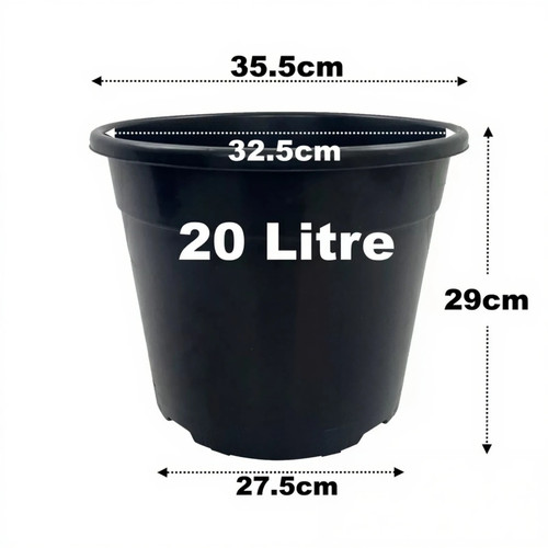 Litre black plant - black, pots