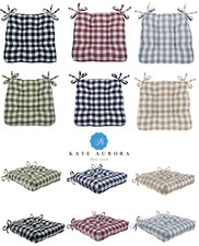 Gingham Plaid Checkered Country Farmhouse Chair Cushions - Assorted Colors
