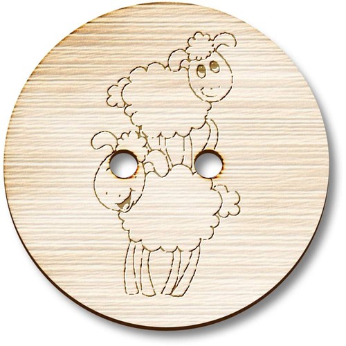 Pair cute sheep wooden - of,