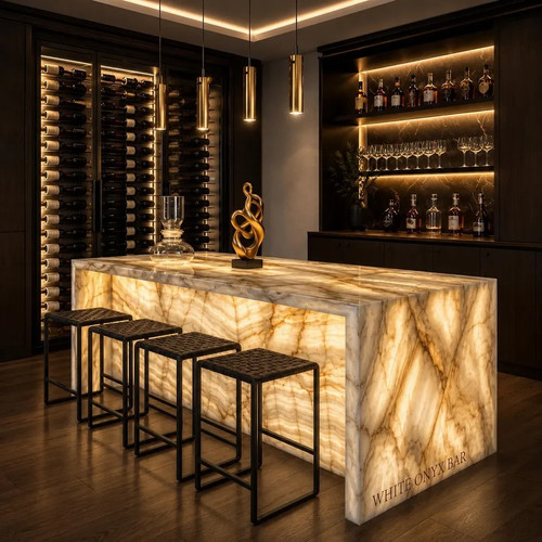 White onyx bar counter - onyx,