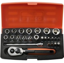 Bahco SL25 Socket Set 25 Piece 1/4" Drive + Ratchet + Extension + Case + Bits