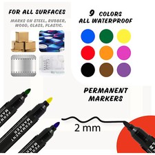 Permanent Marker Pens - 2.0 mm Bullet Tip - High Quality Fine Waterproof Markers