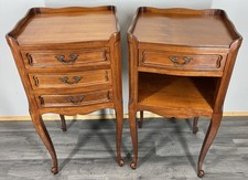 Pair of Bedside Tables Vintage French Louis Carved Nightstands Cabinets LOT 4427