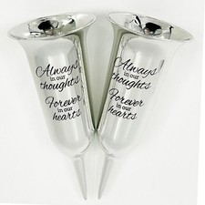 Set of 2 Factory Seconds Silver Mirrored Mirror Forever in Our Hearts Fluted Spi