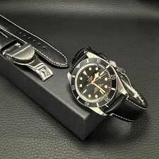 Black Leather Watch Strap With
