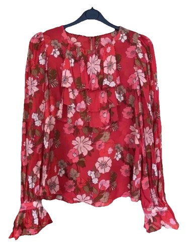 Zara red chiffon floral - zara,