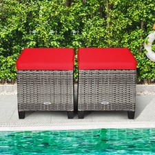 Set of 2 Rattan Patio Ottoman