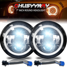 7 Inch LED Headlights Halo DRL for LAND ROVER DEFENDER TD4 TD5 90 110