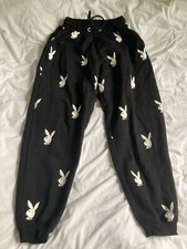 Playboy x Missguided Black Joggers Sweatpants Pants Trousers UK 10 Activewear