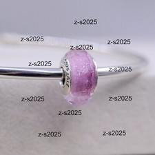 Pandora Pink Shimmer Faceted Murano Glass Charm Sterling Silver 