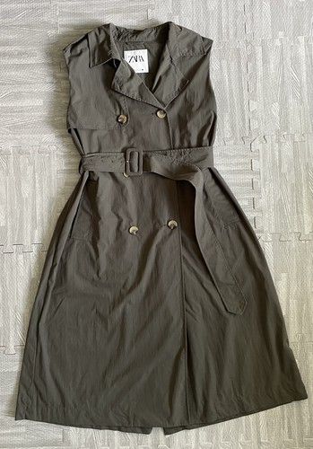 Zara khaki belted sleeveless - zara,