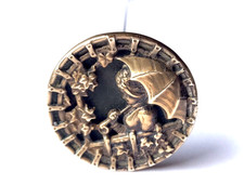 Antique Large Hatpin Topped Lady Parasol Garden Scene Cameo 7.25 Inches Long