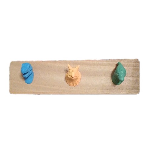 Triple dinosaur coat hooks - dinosaur,