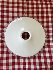 Vintage French White Glass Frilly Coolie Light Shade diameter 26cm