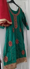 Asian Indian Pretty Green Readymade Suit Salwar Chunni Button Detail