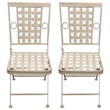 Woodside 2 x Square Folding Metal Garden Patio Dining Chairs Outdoor Furniture